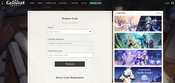 Genshin Impact Code 